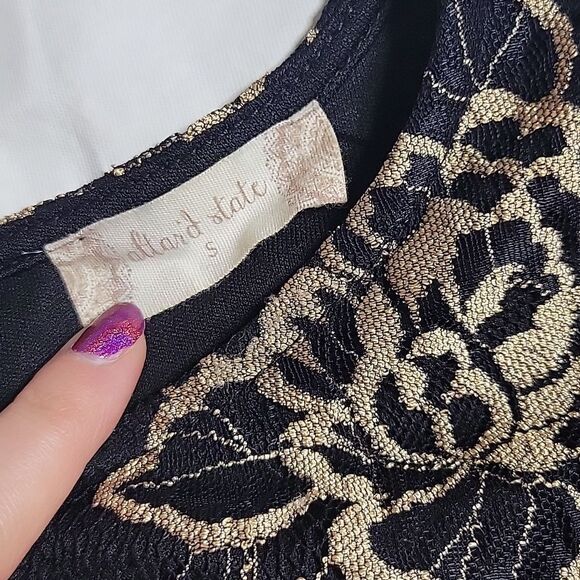 4/$20 Altar'd State Black & Gold Floral Lace Dress - Picture 2 of 6